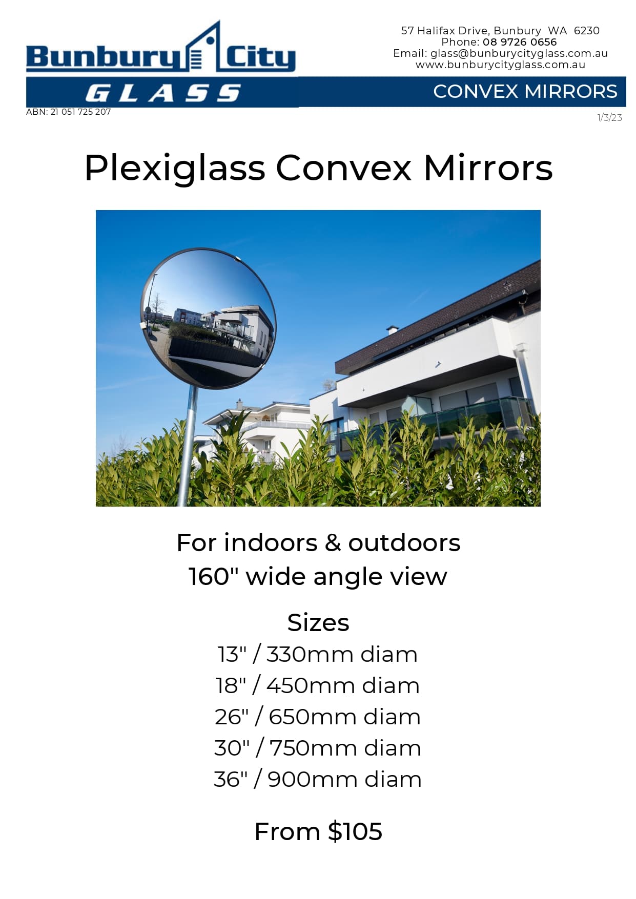 Bunbury City Glass | Convex Mirrors