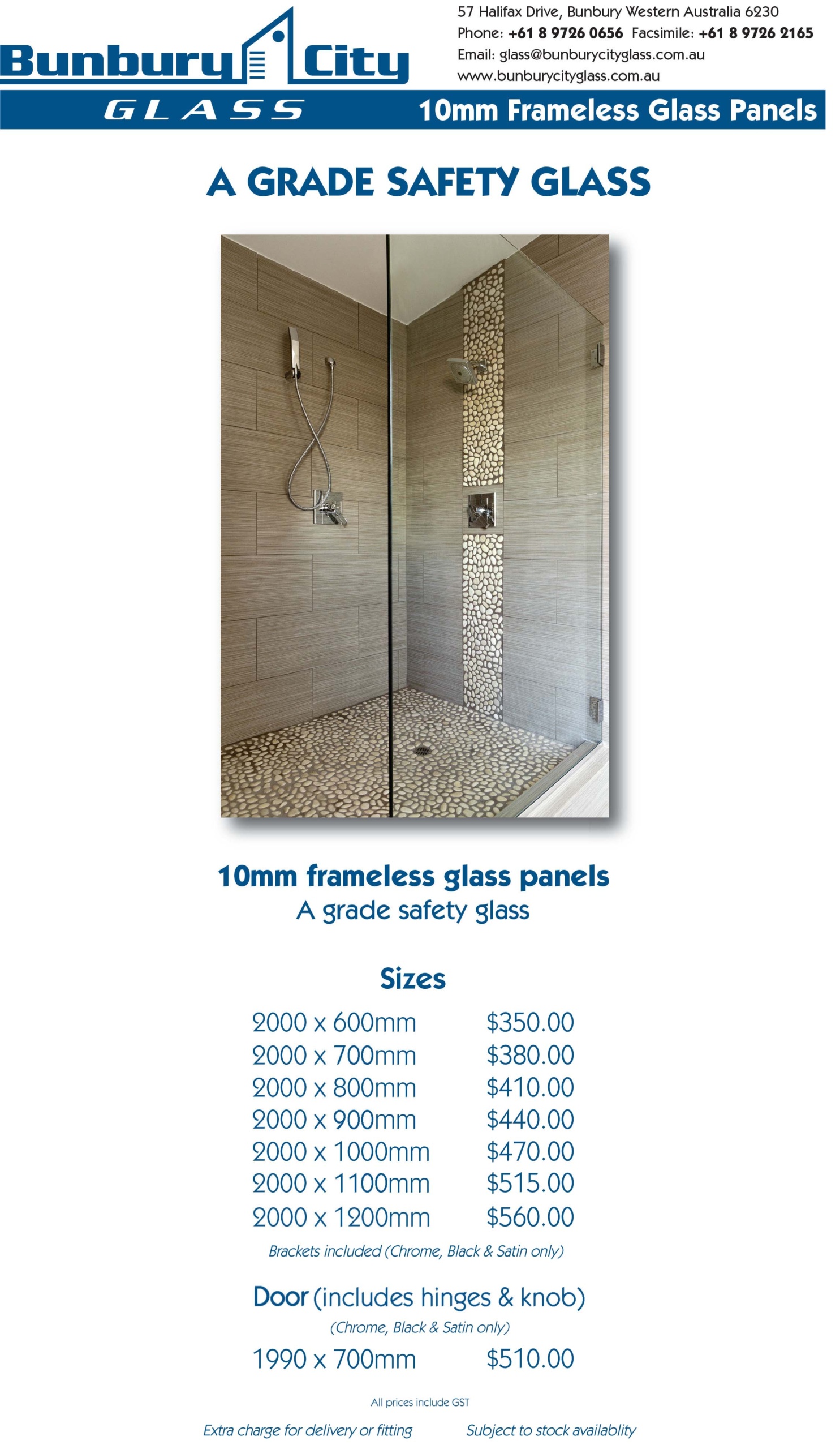 Bunbury City Glass | Showerscreens 10mm Standard Panels